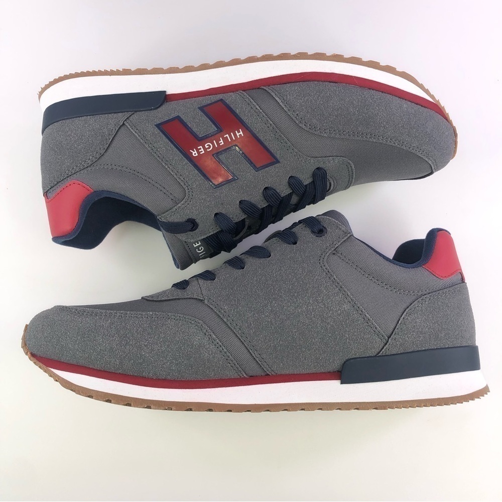 TOMMY Hilfiger Mens Gray Mainer Lace Up Retro Jogger Sneakers  NIB - Picture 7 of 8